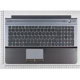 Клавиатура (топ-панель) для ноутбука Samsung RC510, RC520 черная с серым топкейсом