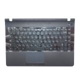 Клавиатура (топ-панель) для ноутбука Samsung NP300E4A черная с черным топкейсом