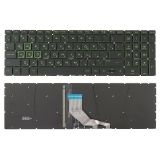 Клавиатура для ноутбука HP Pavilion Gaming 15-dk черная без рамки с зеленой подсветкой