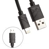 USB Дата-кабель "2 in 1 Connector" Micro USB, для Apple 8 pin 1 м черный