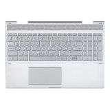 Клавиатура (топ-панель) для ноутбука HP Envy 15-cn 15-cp серебристая с серебристым топкейсом (с разбора)