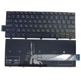 Клавиатура для ноутбука Dell Inspiron 14-3000 14-5447 черная с черной рамкой и подсветкой