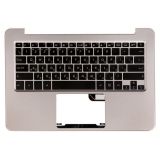 Клавиатура (топ-панель) для ноутбука Asus UX305LA черная с серебристо-бронзовым топкейсом 