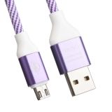 Micro USB кабель LP "Волны" сиреневый, белый