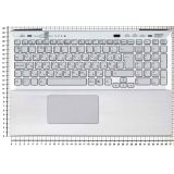 Клавиатура (топ-панель) для ноутбука Sony VAIO SVS15 серебристая с серебристым топкейсом