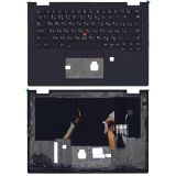 Клавиатура (топ-панель) для ноутбука Lenovo ThinkPad X390 Yoga черная с черным топкейсом