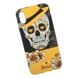 Защитная крышка для iPhone X "KUtiS" Skull BK-7 Los Muertos Hombre (черная с оранжевым)