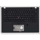 Клавиатура (топ-панель) для ноутбука Lenovo ThinkPad T490s черная с черным топкейсом