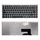Клавиатура для ноутбука Sony Vaio VGN-FW, VGNFW черная с серебристой рамкой, большой Enter 