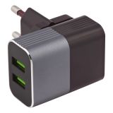 Блок питания (сетевой адаптер) LDNIO 2 USB выхода 2,4А Quick Charge 3.0 + кабель Micro USB A2206 черный, коробка