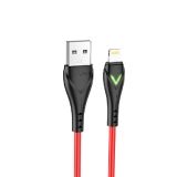 USB кабель BOROFONE BX65 Bright Lightning 8-pin 2.4A TPE LED 1м (красный)