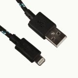 USB кабель для Apple iPhone, iPad, iPod 8 pin в оплетке черный, европакет LP
