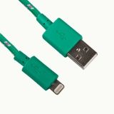 USB кабель для Apple iPhone, iPad, iPod 8 pin в оплетке зеленый, европакет LP