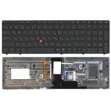 Клавиатура для ноутбука HP EliteBook 8560W темно-серая с трекпойнтом и подсветкой