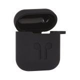 Силиконовый чехол для AirPods "LP" с карабином и ремешком (черный)