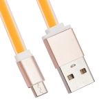 USB Дата-кабель "Cable" Micro USB плоский мягкий силикон 1 м. (оранжевый)