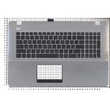 Клавиатура (топ-панель) для ноутбука Asus X751 серная с серебристым топкейсом