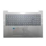 Клавиатура (топ-панель) для ноутбука Lenovo IdeaPad 520-15IKB серая c серебристым топкейсом и с подсветкой