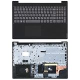 Клавиатура (топ-панель) для ноутбука Lenovo IdeaPad L340-15 черная с черной рамкой и подсветкой