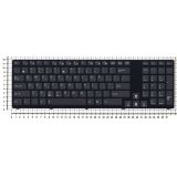 Клавиатура для ноутбука Asus K93 черная с черной рамкой, плоский Enter