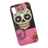 Защитная крышка для iPhone X "KUtiS" Skull BK-8 Los Muertos Chica (черная с розовым)