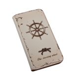 Чехол из эко – кожи History "Штурвал и морской узел" для Apple iPhone 6, 6s раскладной, белый