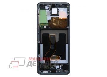 Дисплей (экран) в сборе с тачскрином для Samsung Galaxy S20+ (Plus) SM-G985F черный с рамкой (Premium LCD)