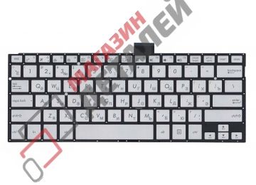 Клавиатура для ноутбука Asus TP300 TP300L серебристая без рамки