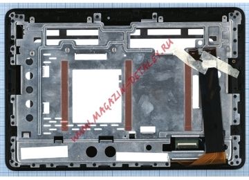 Дисплей (экран) в сборе с тачскрином для Asus ME102 черный с рамкой