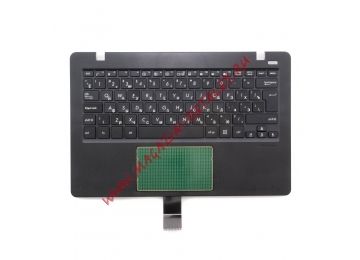 Клавиатура (топ-панель) для ноутбука Asus F200CA, F200LA, F200MA черная с черным топкейсом
