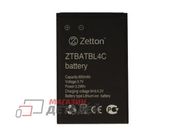 Аккумуляторная батарея (аккумулятор) Zetton для Nokia BL-4C 3.7V 890mah