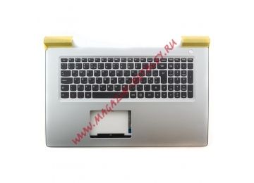 Клавиатура (топ-панель) для ноутбука Lenovo 700-17ISK черная с серебристым топкейсом