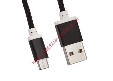 USB кабель LP Micro USB оплетка и металл. разъемы в катушке 1,5 метра черный