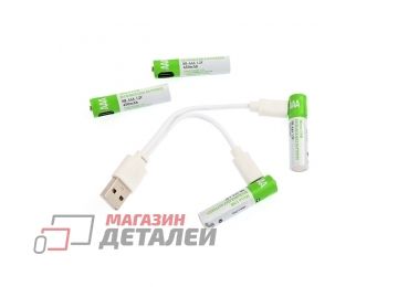 Аккумуляторная батарейка AAA IQ-AAA-USB 1.2V 450mAh Ni-MH с microUSB зарядкой 4шт