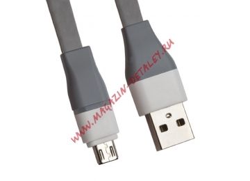USB LED кабель Zetton Flat разъем Micro USB плоский, серый