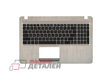 Клавиатура (топ-панель) для ноутбука Asus X540 черная с серебристым топкейсом