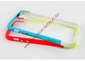 Чехол (бампер) LF для Apple iPhone 5, 5s, SE пластик, салатовый, красный, прозрачный бокс