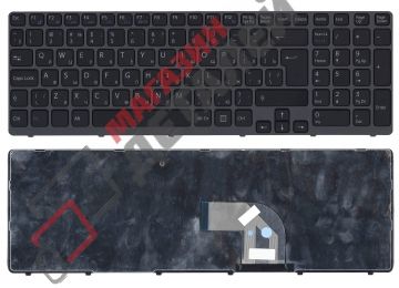 Клавиатура для ноутбука Sony Vaio SVE15 черная с серой рамкой без подсветки