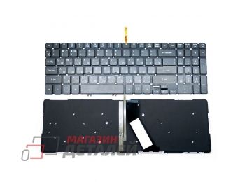 Клавиатура для ноутбука Acer Aspire V5-573G, V5-573A, V5-573P, V5-573PG черная, с подсветкой без рамки (широкие кнопки со стрелками)