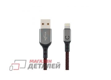 Кабель USB VIXION (K9 Ceramic) для iPhone Lightning 8 pin 1м (черно-красный)