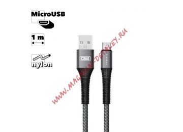 USB кабель Earldom EC-091M MicroUSB, 1м, нейлон (черный)