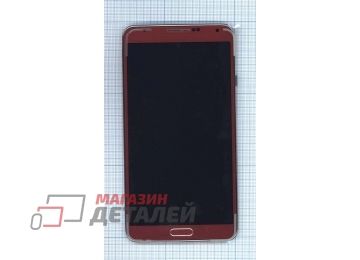 Дисплей (экран) в сборе с тачскрином для Samsung Galaxy Note 3 SM-N9000 красный с рамкой
