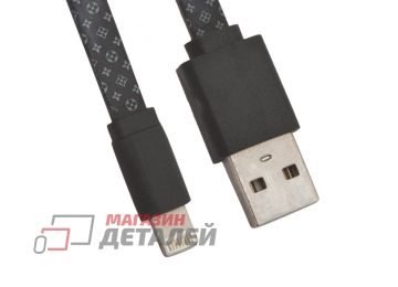USB Дата-кабель для Apple 8 pin плоский LV 1 метр (черный)