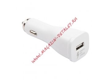 Автомобильная зарядка LP Fast Charge с USB выходом + кабель USB Type-C 9V-1,67A белая, европакет
