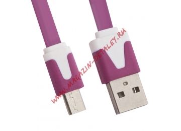 USB Дата-кабель LP Micro USB плоский узкий сиреневый, европакет