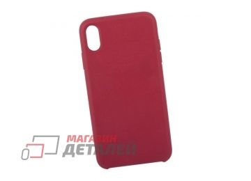 Защитная крышка для iPhone Xs Max Leather Сase кожаная (бордовая)