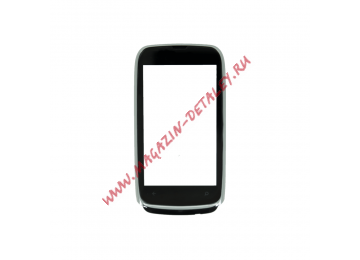 Сенсорное стекло (тачскрин) для Nokia 610 (RM-835) Lumia в рамке серебро