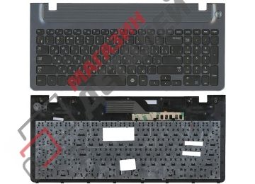 Клавиатура для ноутбука Samsung 355V5C 350V5C черная с серой рамкой