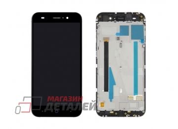 Дисплей (экран) в сборе с тачскрином для ZTE Blade X7, Blade V6 черный с рамкой