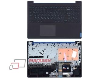 Клавиатура (топ-панель) для ноутбука Lenovo Gaming L340-15IRH черная с черным топкейсом, с подсветкой (с разбора)